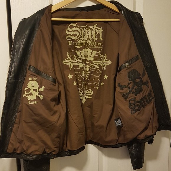 Cool disressed motorcycle leather jacket. - Picture 3 of 3